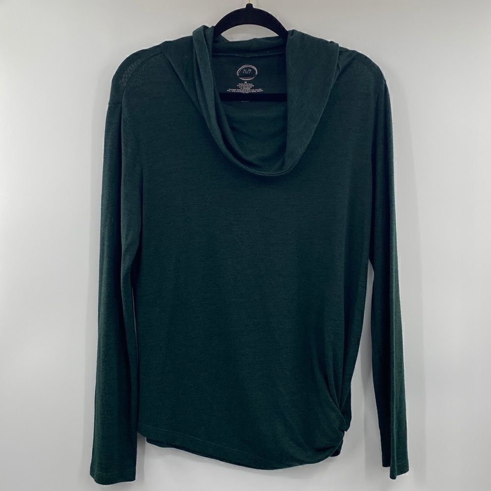3For$20 Maurices 24/7 Winter Green Cowl Neck Sweater with Front Knot size Medium